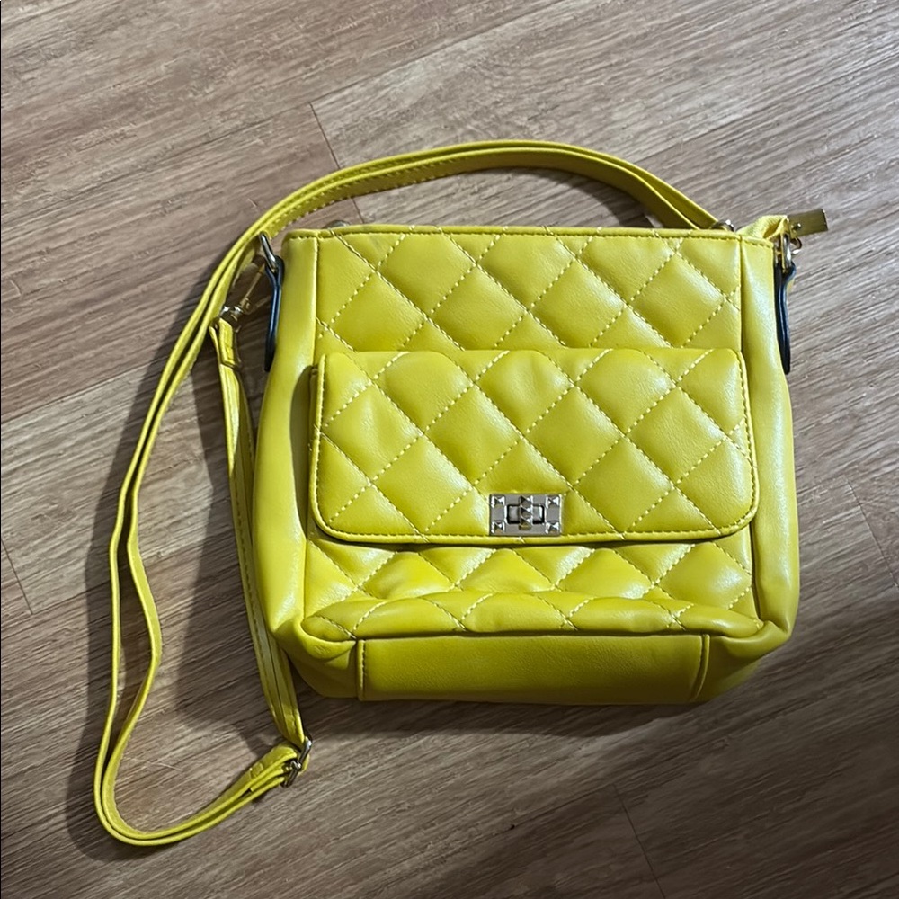 Yellow Quilted Shoulder Bag